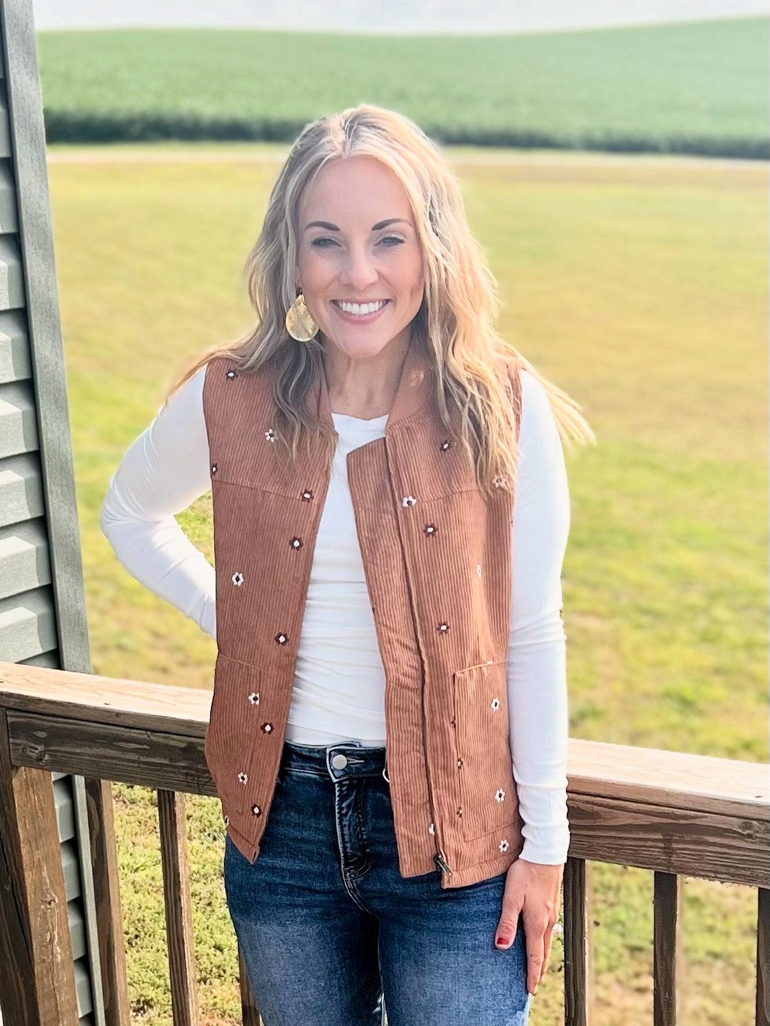 Carly corduroy floral vest