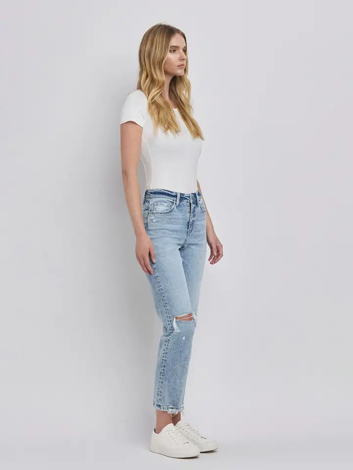 Flying Monkey high rise distressed straight jeans
