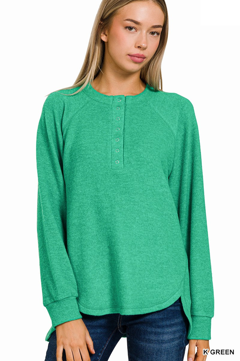 Kelly Green Oversized Henley