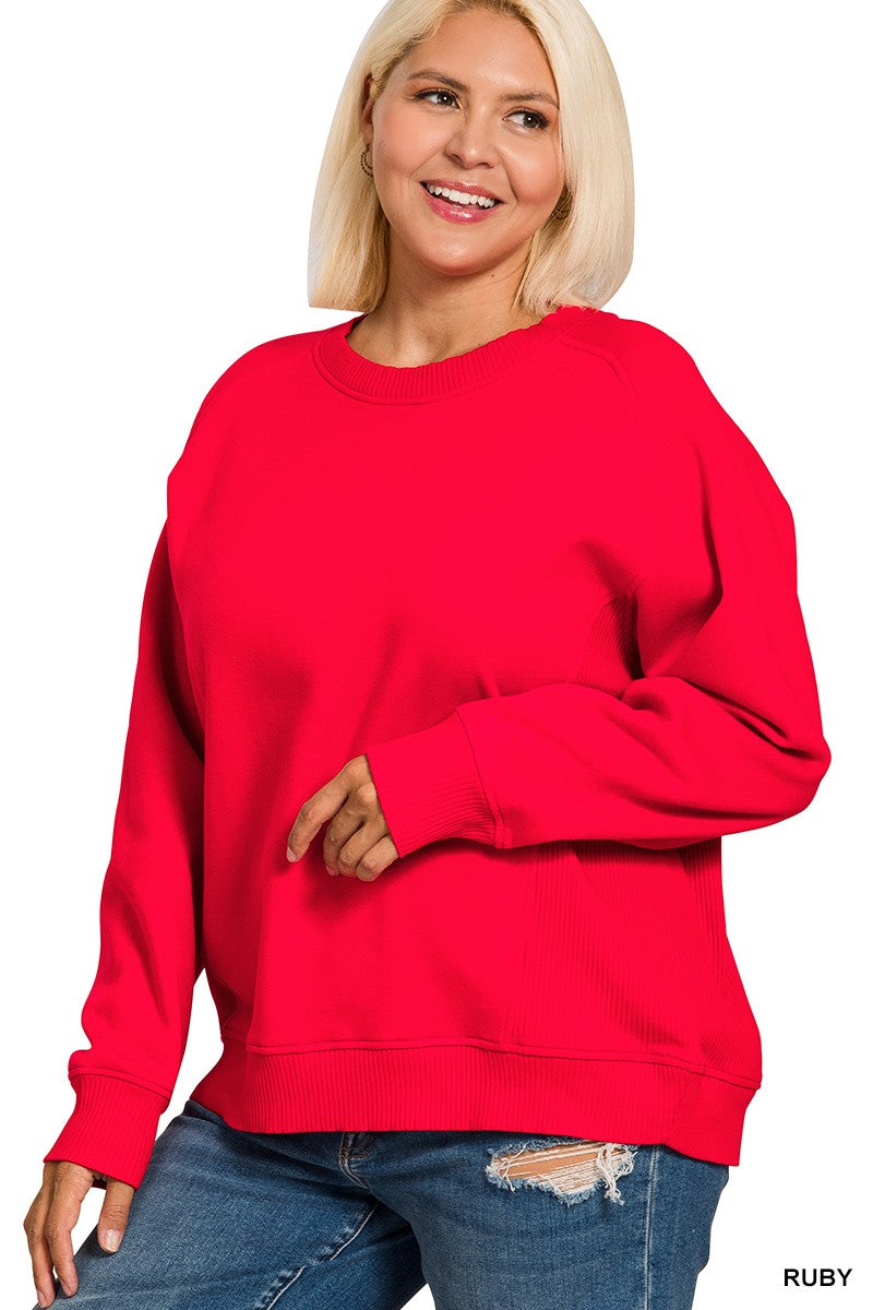 Curvy ruby fleece crew