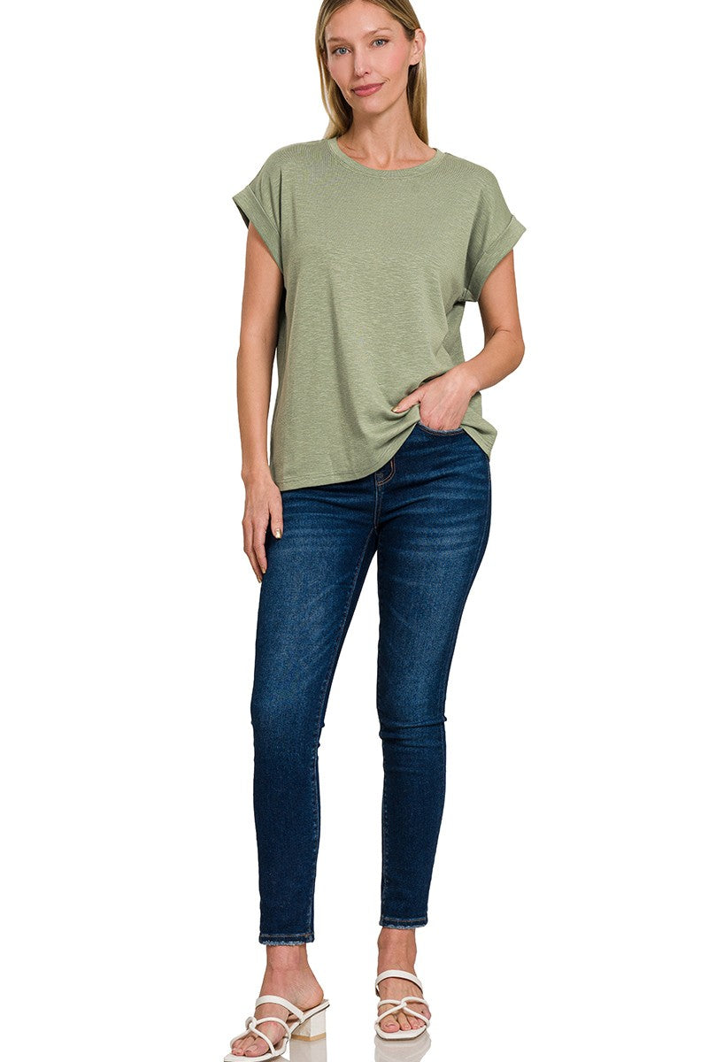 Jenna basic rolled sleeve tee