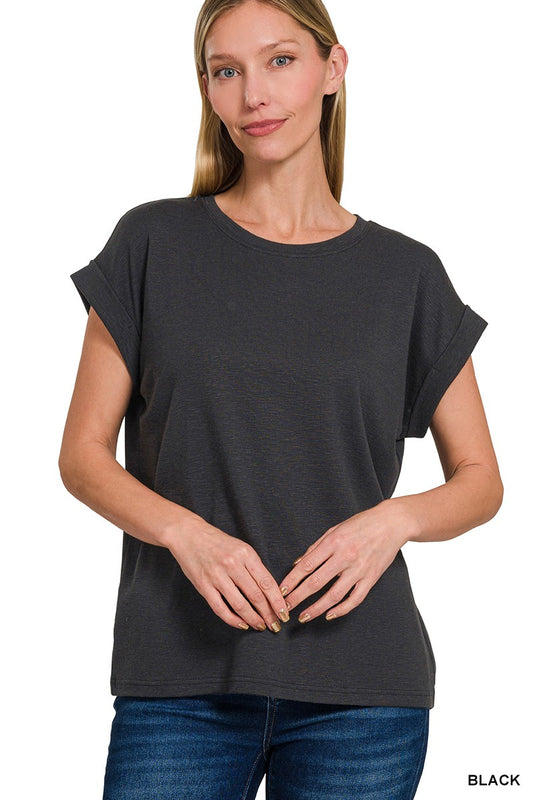 Jenna basic rolled sleeve tee
