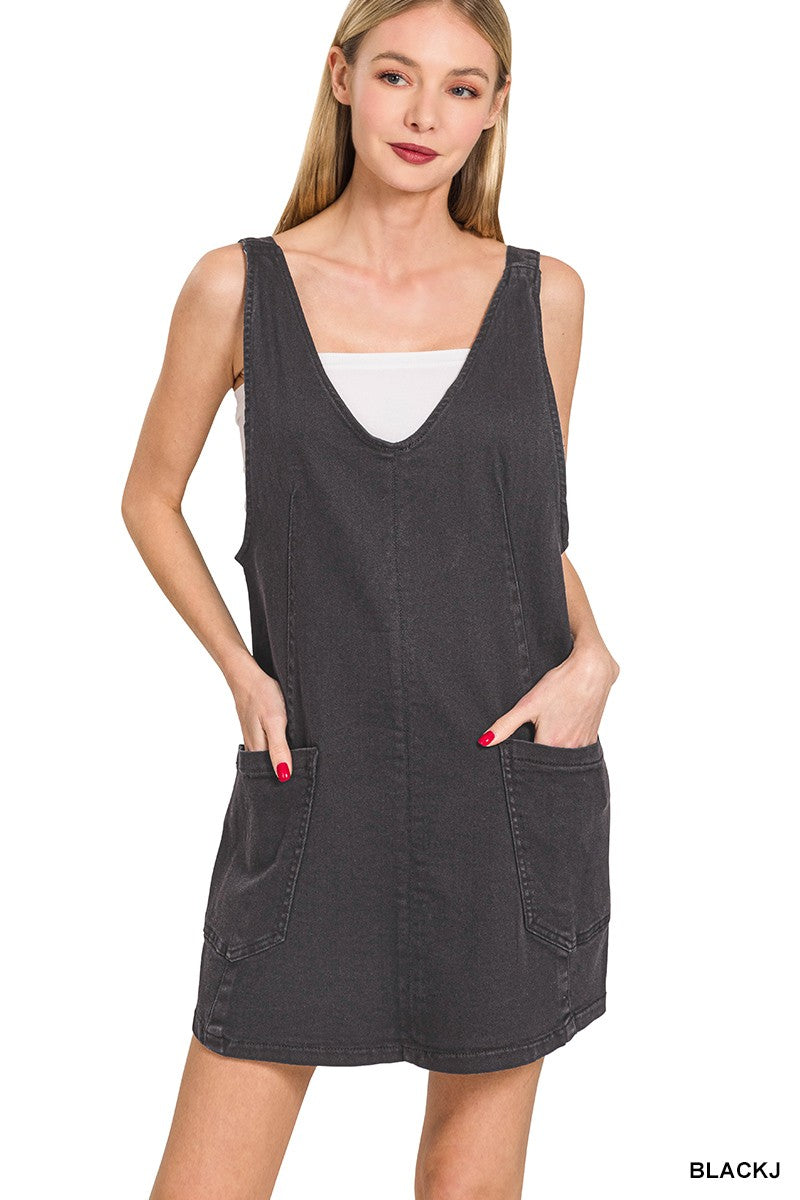 Kolby washed denim overall dress