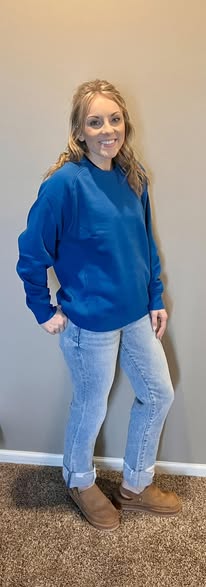 Classic Blue fleece raglan crew