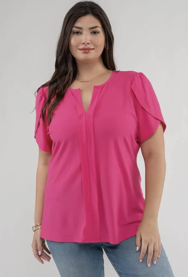 Curvy hot pink blouse