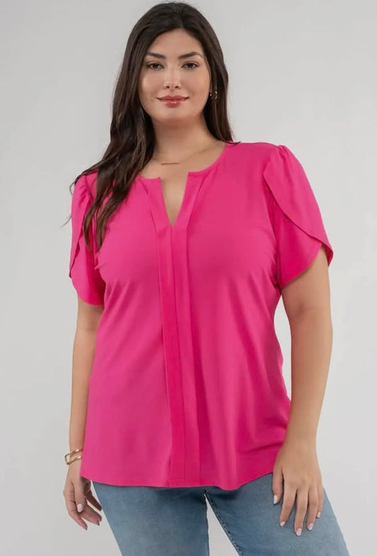Curvy hot pink blouse
