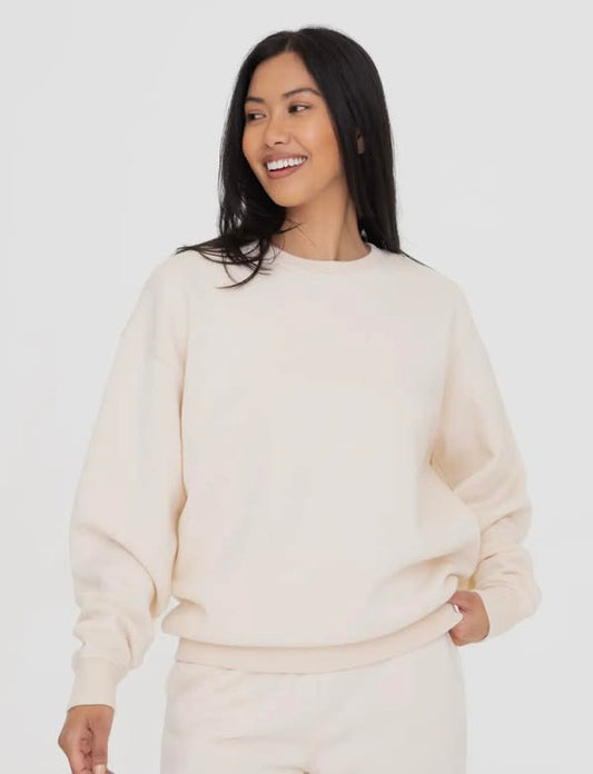 Mono b pearl ivory oversized boyfriend crew