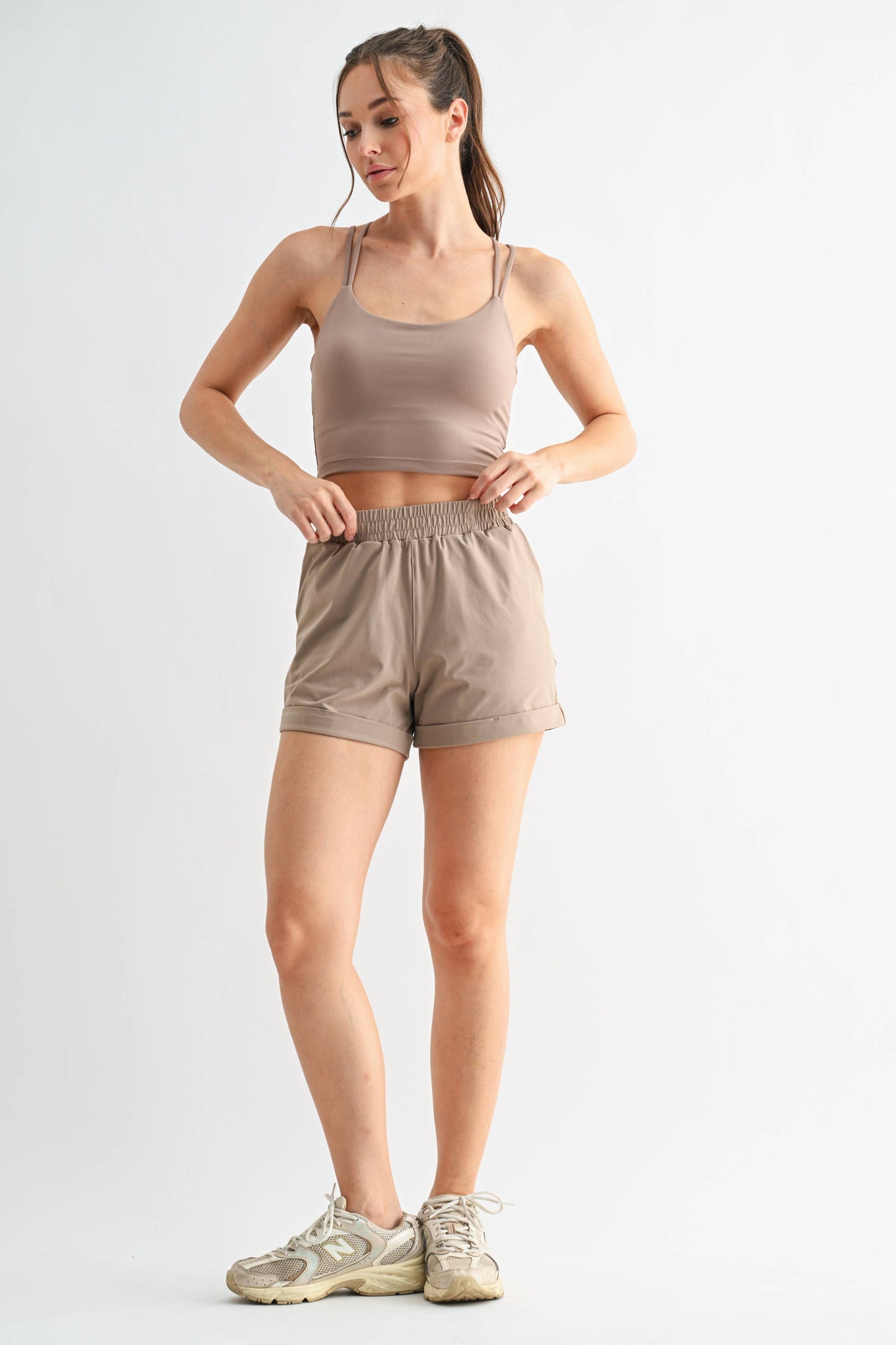 Mono b Highwaist Athleisure Shorts with Cuffed Leg