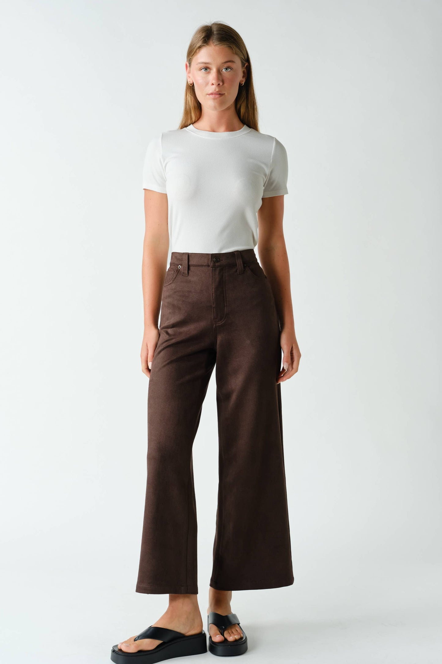 MOJAVE SUEDE-FINISH WIDE-LEG PANTS