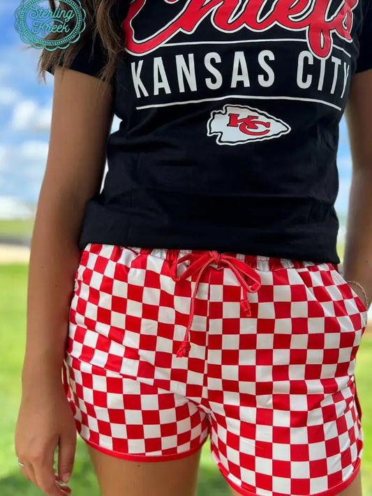 Red checkered shorts