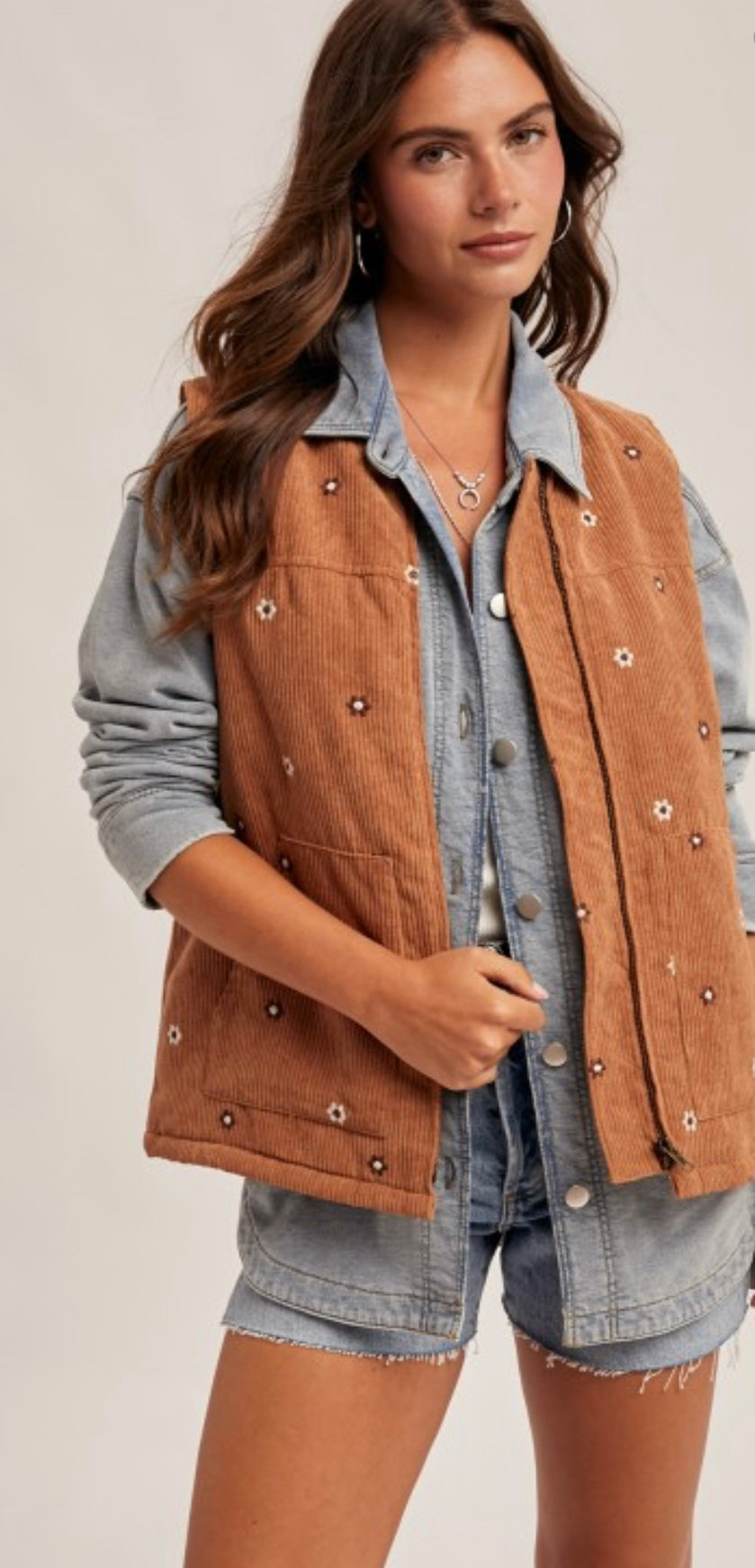 Carly corduroy floral vest
