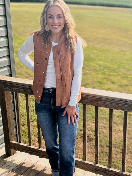 Carly corduroy floral vest