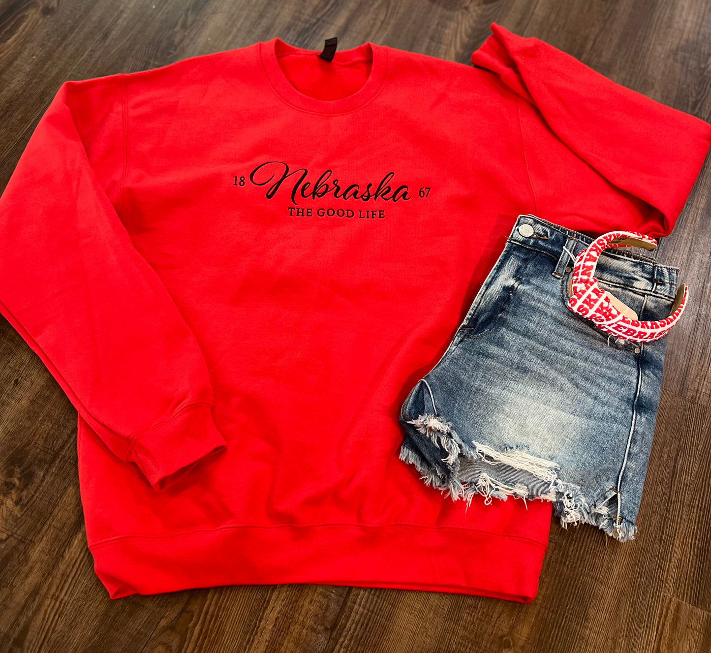 Nebraska embroidered crew