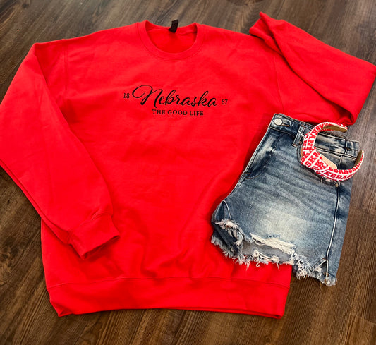 Nebraska embroidered crew