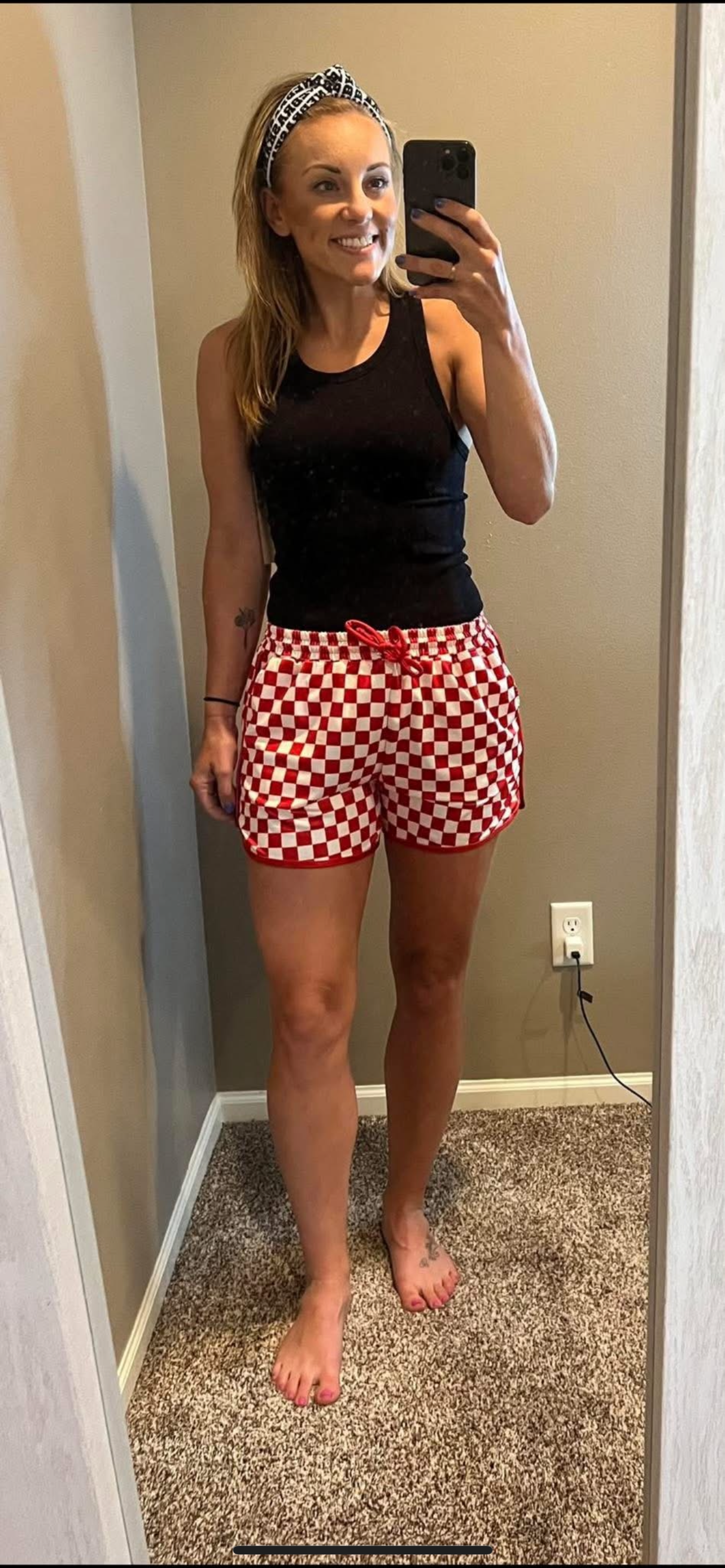 Red checkered shorts