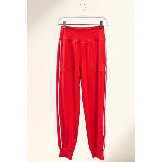 Red retro joggers