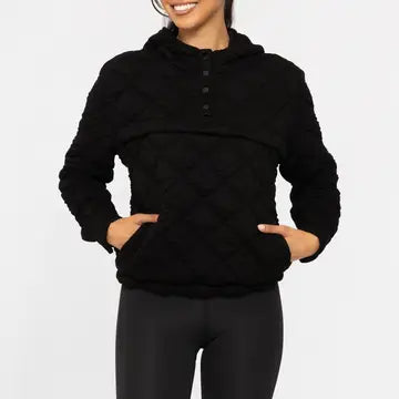 Mono b quilted hooded pullover