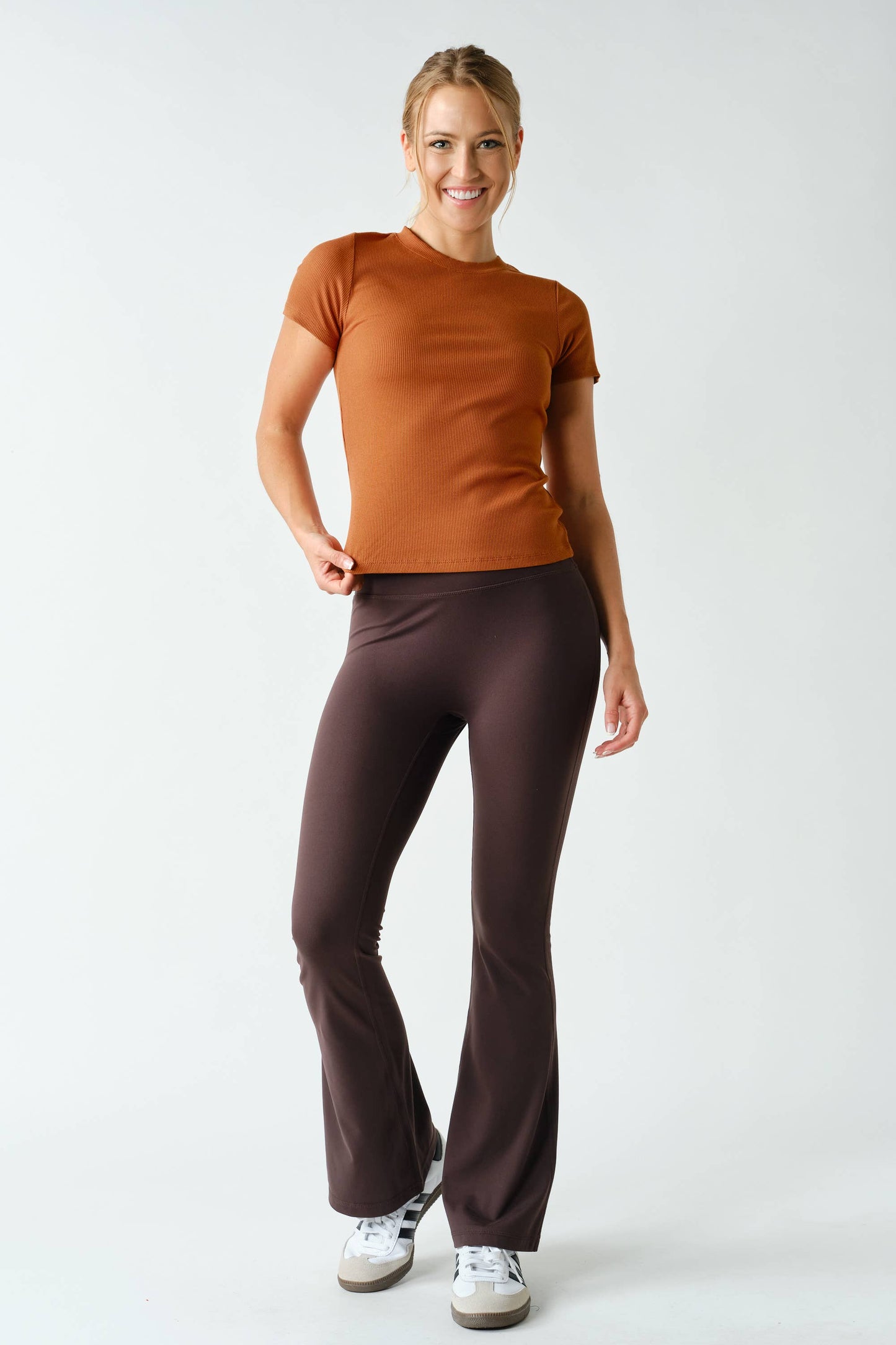Essential Short-Sleeved Micro-Ribbed Athleisure Top