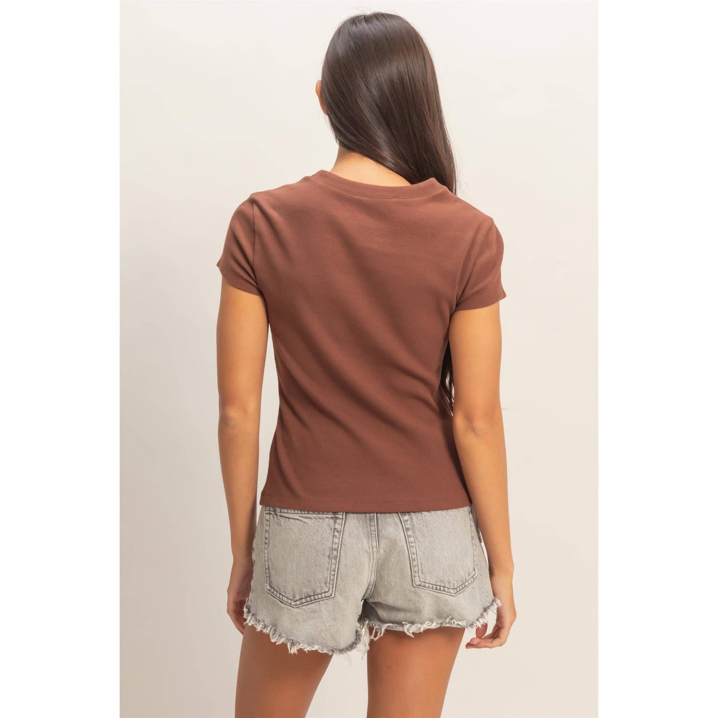 River ribbed button down top