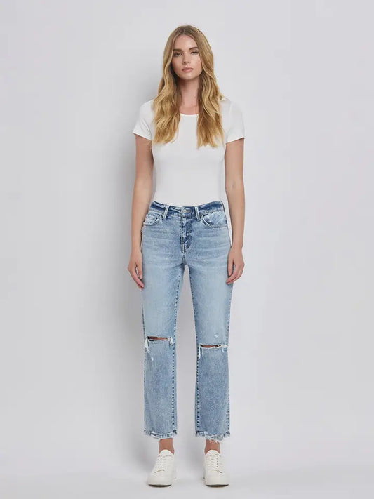 Flying Monkey high rise distressed straight jeans