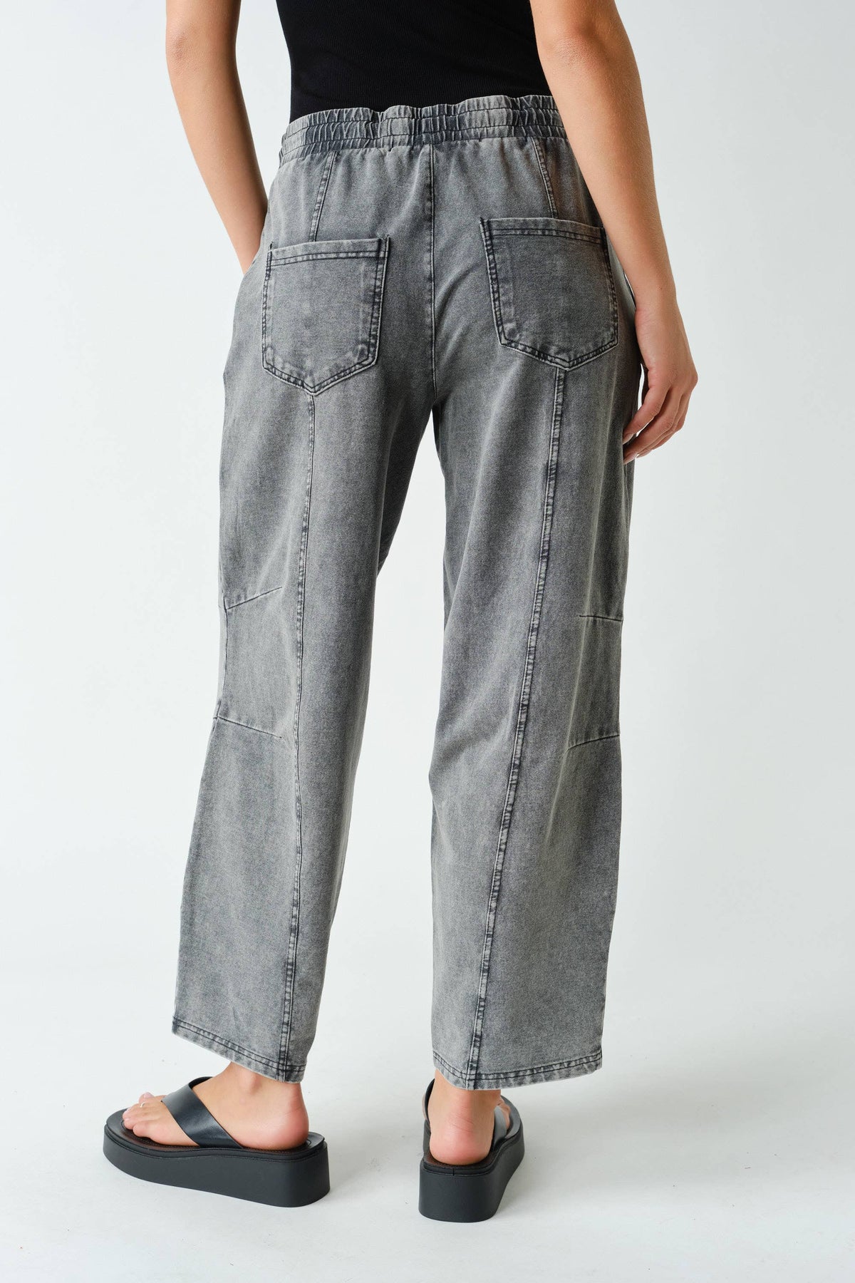 Mineral Wash Easy-Fit Stretch-Denim Drawstring Pants
