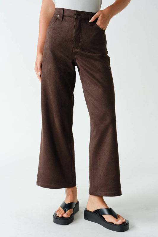 MOJAVE SUEDE-FINISH WIDE-LEG PANTS