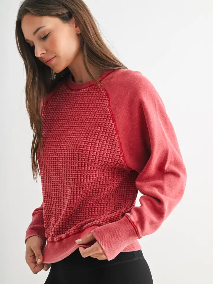 Mono b waffle pullover