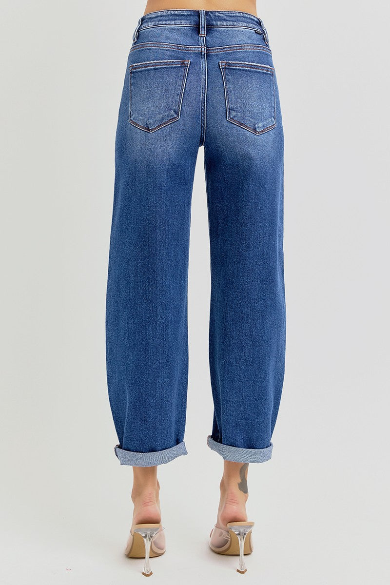 Risen high rise crop mild barrel jeans