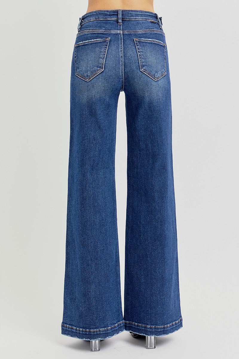 Risen tummy control wide leg jeans