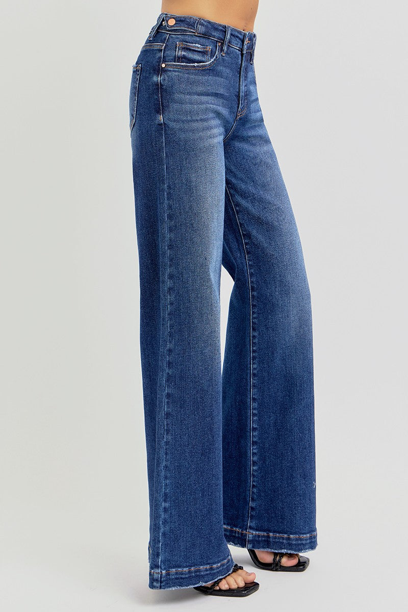 Risen tummy control wide leg jeans