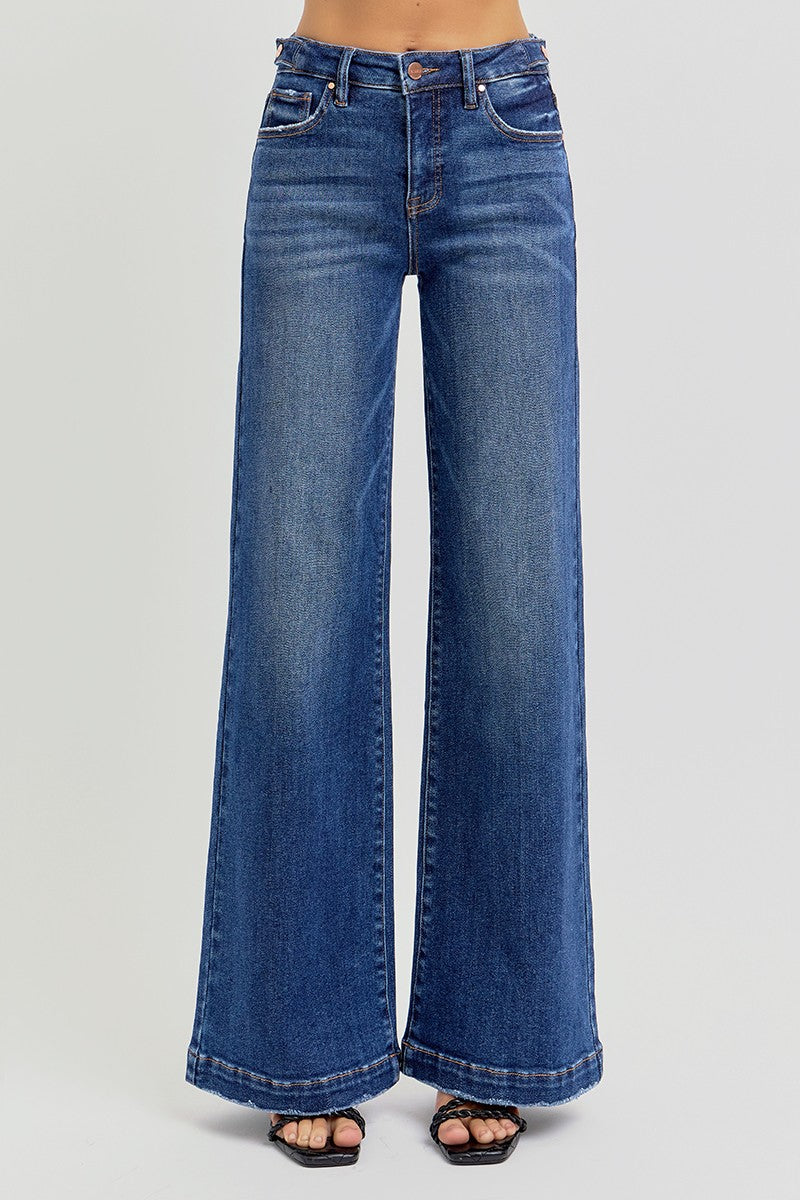 Risen tummy control wide leg jeans