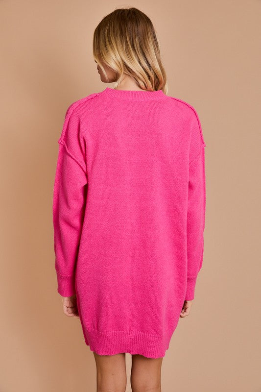 Heidi hot pink sweater dress