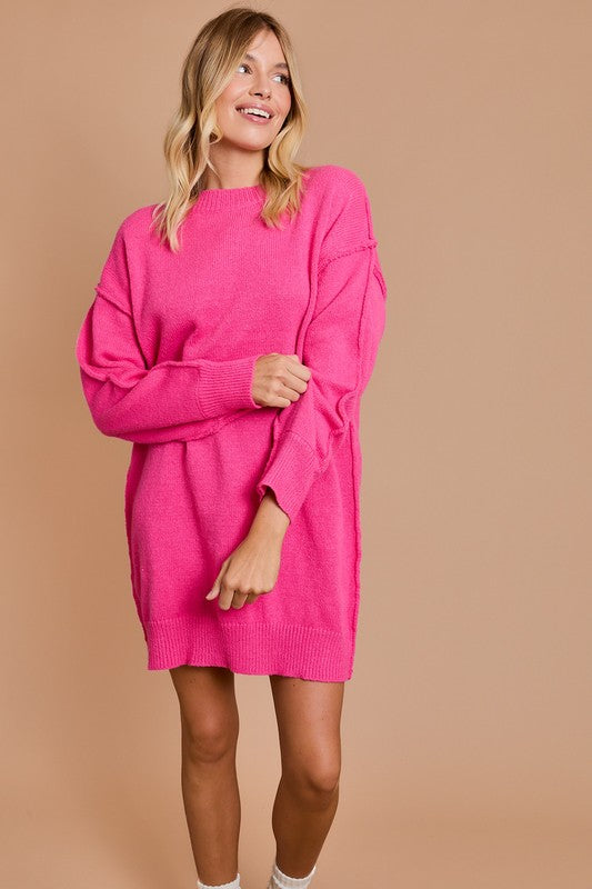 Heidi hot pink sweater dress