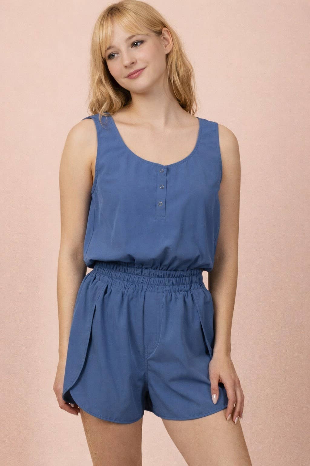 NP71045-Button Down Activewear Romper