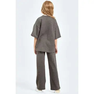 Youth Girl Charcoal French Terry Top and Pant Set