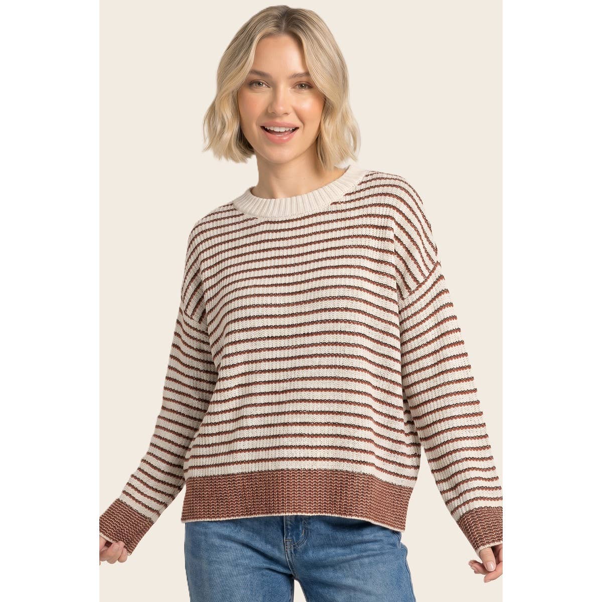 COLOR ACCENT STRIPED SWEATER