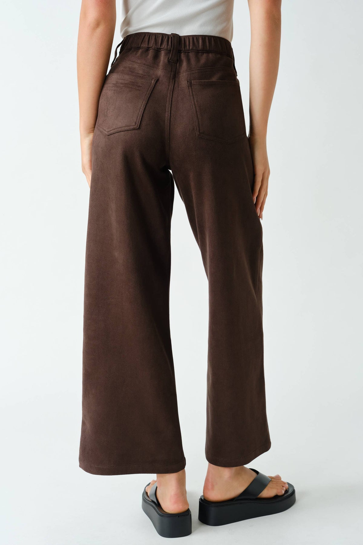 MOJAVE SUEDE-FINISH WIDE-LEG PANTS