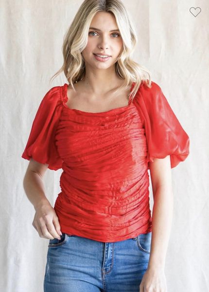 Tiffany tomato ruched top