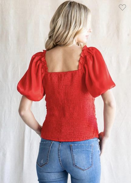 Tiffany tomato ruched top