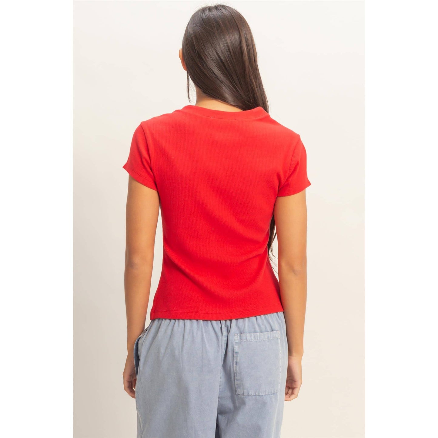 River ribbed button down top