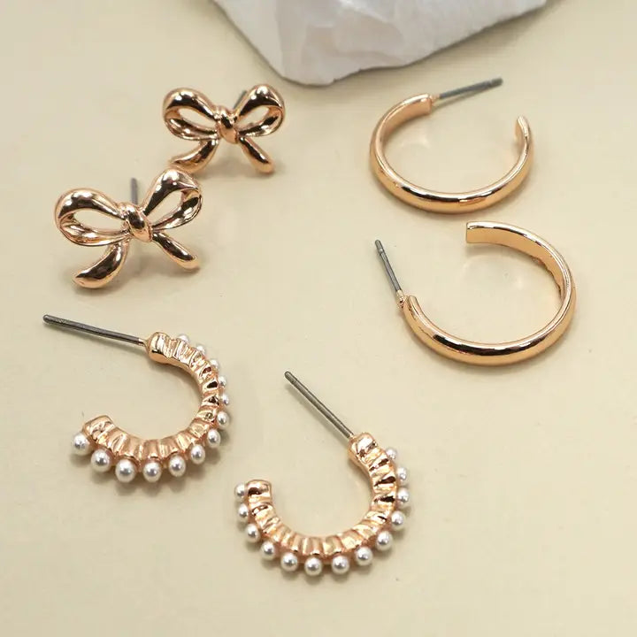 Trio Bow Earring Set