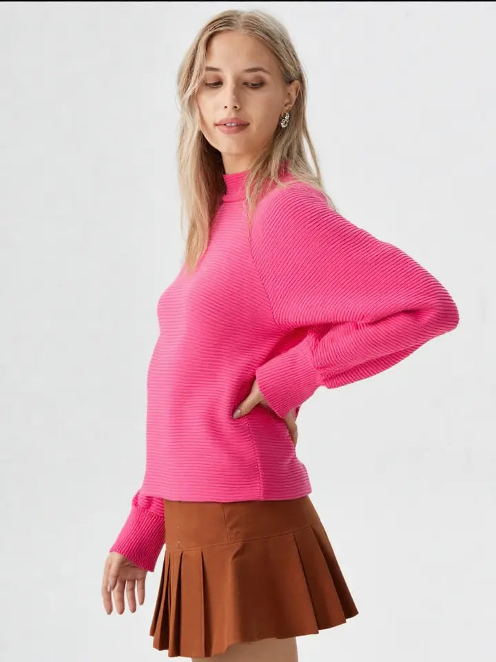 Hot Pink Mock Neck Top