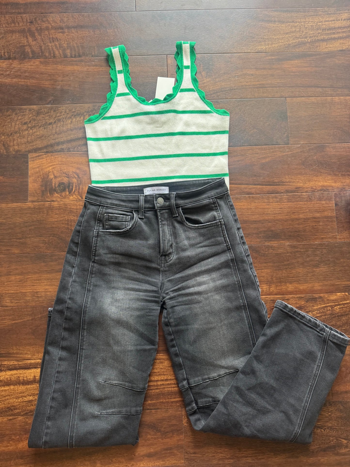 Saige scalloped striped tank