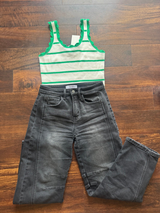 Saige scalloped striped tank