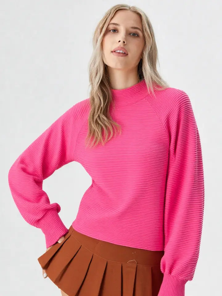 Hot Pink Mock Neck Top