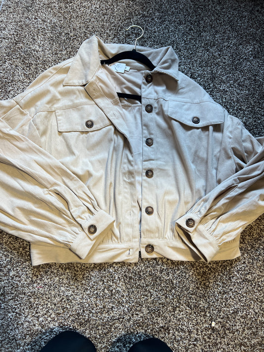 Beige corded cropped jacket