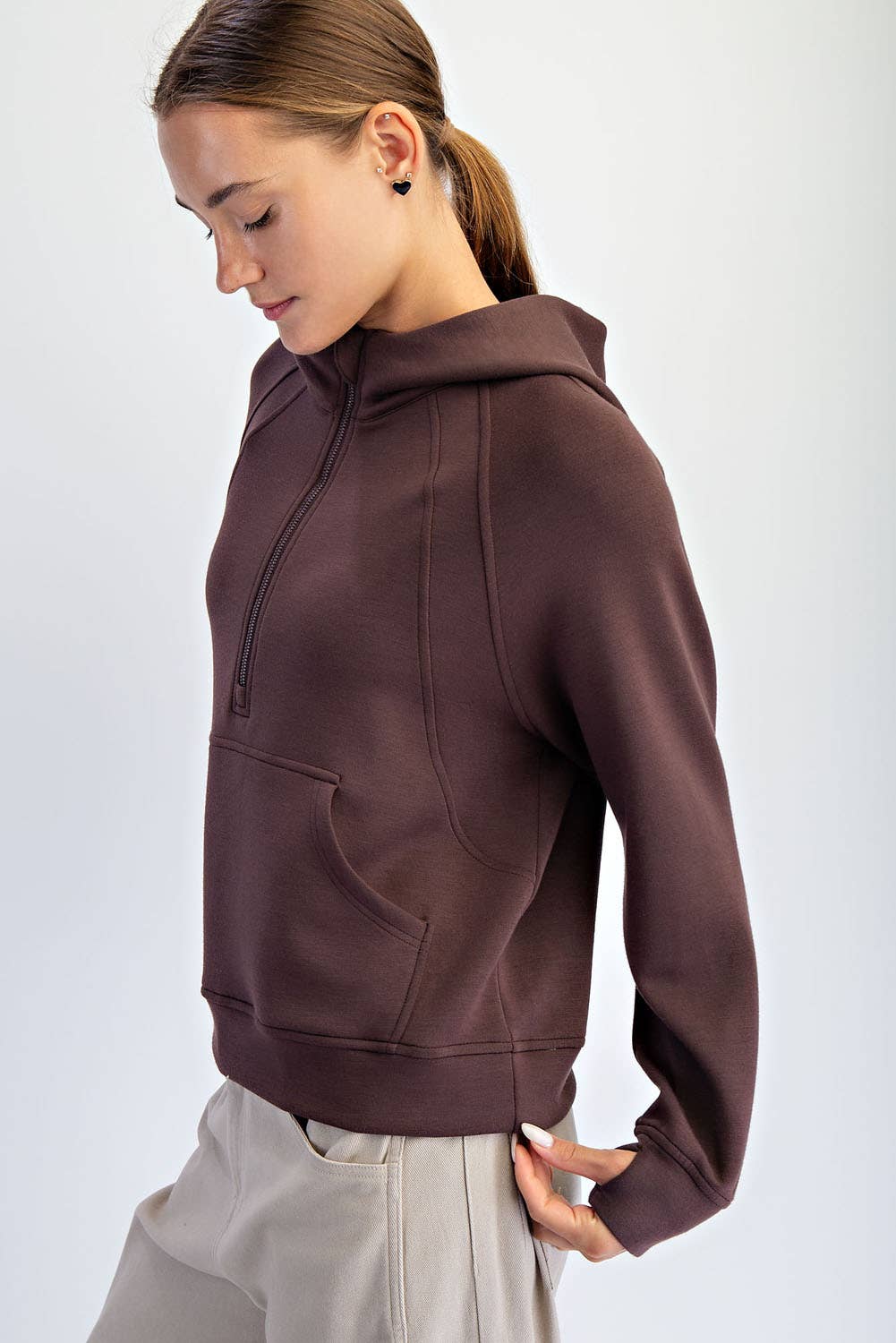 MODAL SCUBA QUARTER ZIP HODDIE JACKET