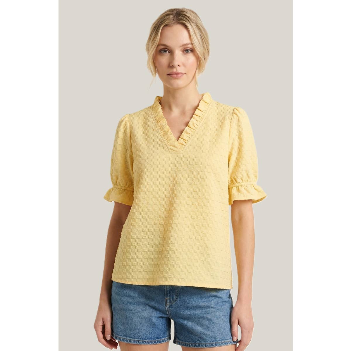 Devyn textured yellow top