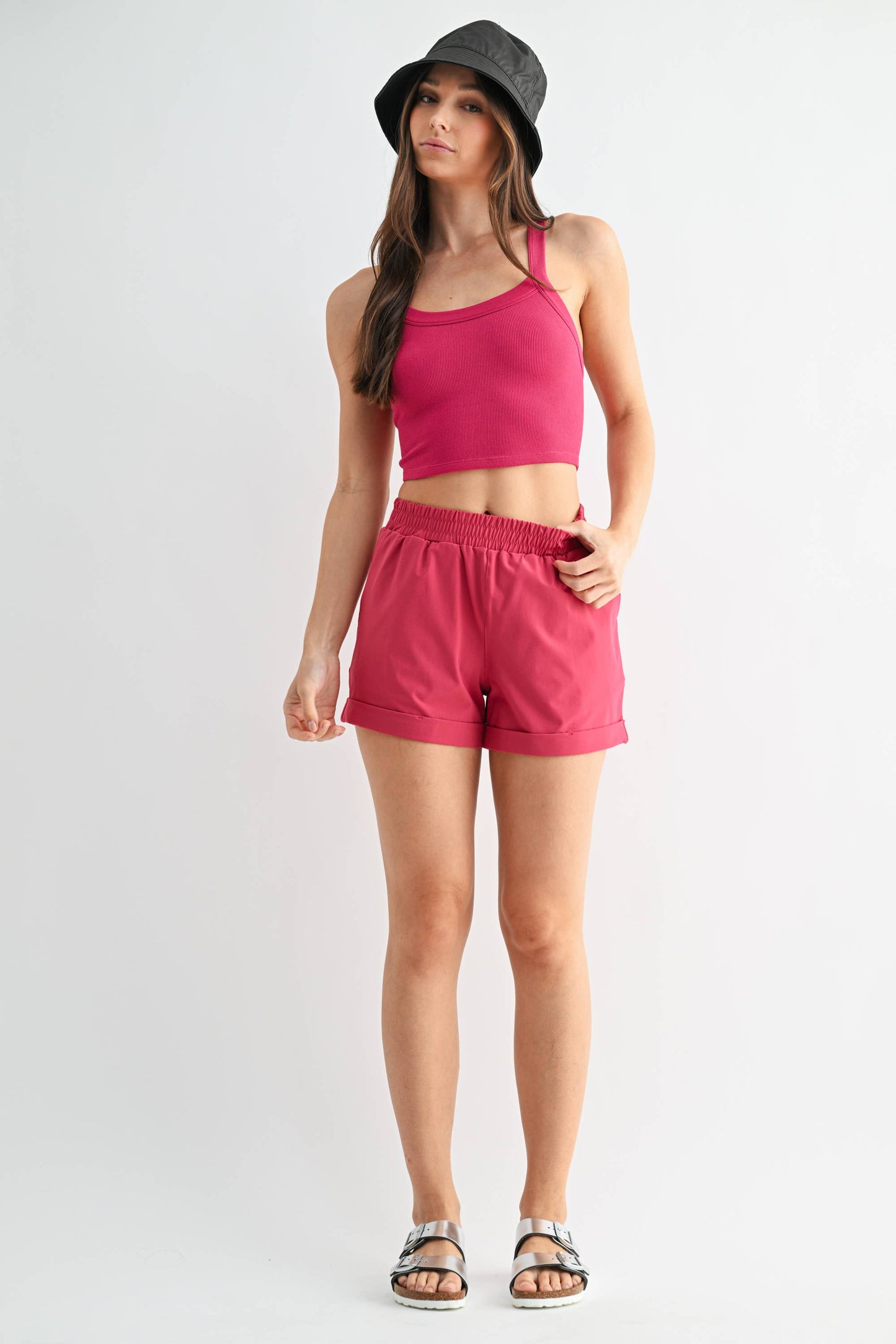 Mono b Highwaist Athleisure Shorts with Cuffed Leg