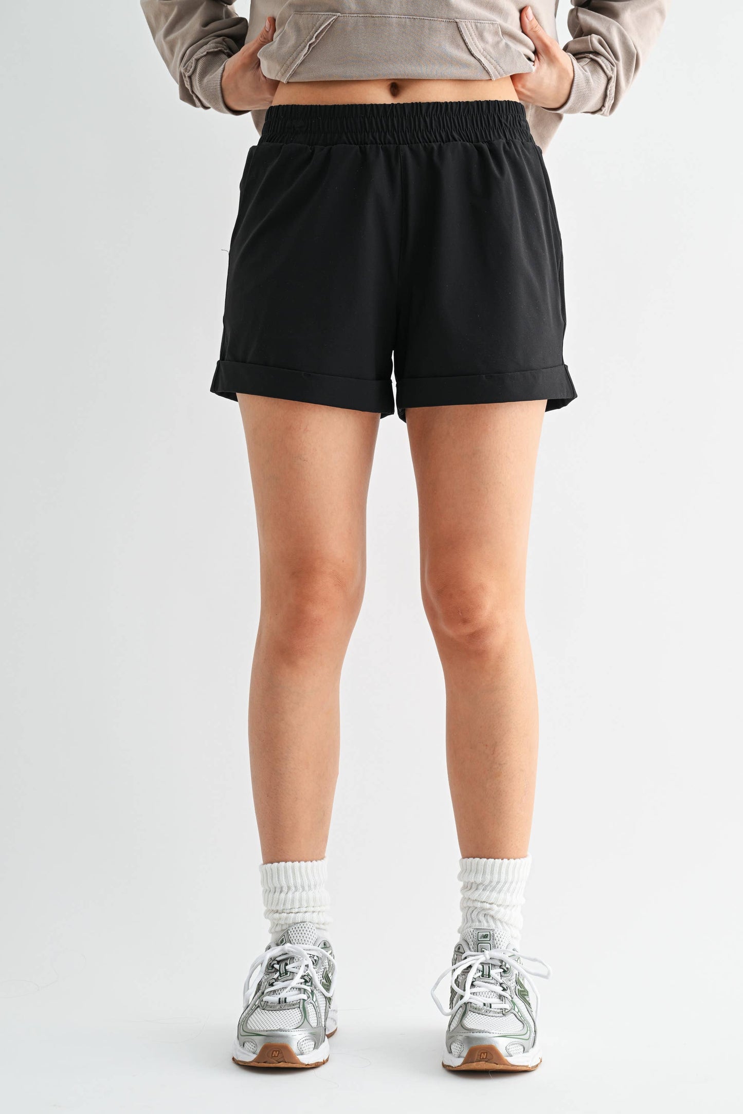 Mono b Highwaist Athleisure Shorts with Cuffed Leg